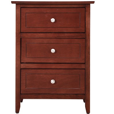 Passion Furniture Louis Philippe 2-Drawer Cherry Nightstand (24 in. H x 22 in. W x 16 in. D)