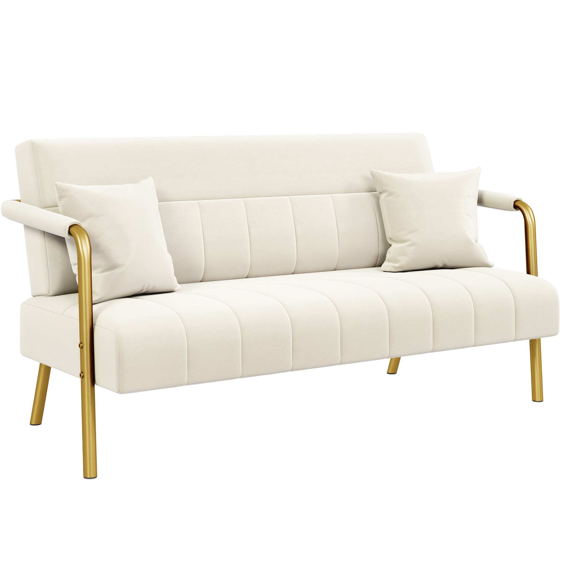 Yaheetech Modern Upholstered Sofa Couch with 2 Pillows for Bedroom, Home Office, Studio
