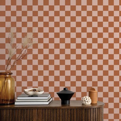 Retro Blush Checkered Peel and Stick Vinyl Wallpaper