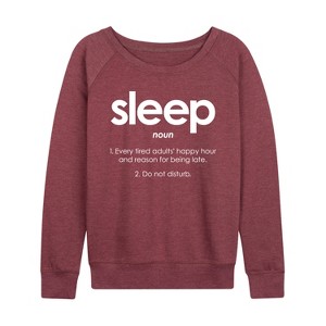Women's - Instant Message - Sleep Definition Lightweight French Terry Wide Neck Long Sleeve Graphic Shirt - 1 of 4