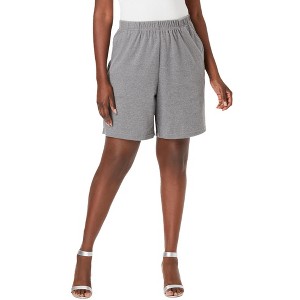 Roaman's Women's Plus Size Petite Soft Knit Short - 1 of 4