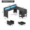 60Inch Modern L Shaped Desk With Charging Station And File Drawer, Wood Computer Desk Game Desk With LED Lights For Office, Furniture For Home - 2 of 4