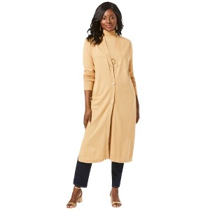 Jessica London Women's Plus Size Fine Gauge Duster Cardigan - 1 of 4