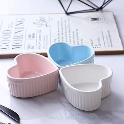 White Porcelain Heart-Shaped Ramekins Set of 2