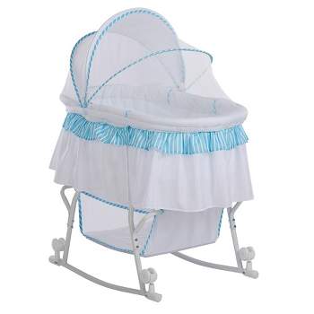 Dream On Me JPMA Certified Lacy Portable 2-in-1 Bassinet & Cradle, Blue/White