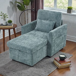Mshliw Chenille Upholstered Recliner Chair, Single Sofa, Hidden Storage Compartment and Side Pockets for Living Room or Bedroom - 1 of 4