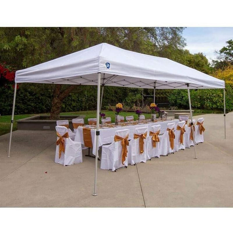 Z-Shade 20 x 10 Foot Everest Instant Canopy Camping Outdoor Patio Shelter with Reliable Stakes, Steel Frame, and Rolling Bag, White, 3 of 6