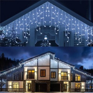 WOPET 29.5ft LED Icicle Christmas Lights - 360 Warm White Lights with 60 Drops & 8 Lighting Modes for Indoor/Outdoor Holiday Decor - 1 of 1