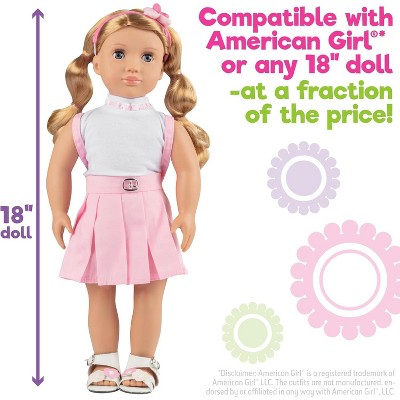 Dress Along Dolly Casual School Doll Outfit for American 18" Girl Dolls (5 Piece Set) - Costume Clothes Include Shirt, Skirt, Shoes, Backpack, & Hairband — фото 2
