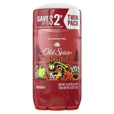 Old Spice Aluminum Free Deodorant for Men Bearglove, Crisp Orchard Scent, Twin Pack, 2x 3oz