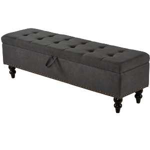 NicBex Modern 59" Storage Bench Linen Accent Stool with Button Tufted Top for Entryway and Living Room - 1 of 4