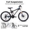 Mountain Bike 24 Inch, 21-Speed Full Suspension Trail Bicycles, High Carbon Steel Frame Disc Brakes Grip Shifter Front Fork Rear Shock Absorber - 3 of 4