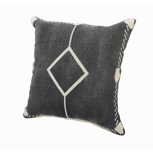 HomeRoots Set of Two 20" Black And Off White Diamond Cotton Throw Pillows - 1 of 4