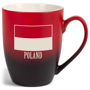 Elanze Designs Poland Polish Flag 12 Ounce Ceramic Laser-Etched Engraved Drinkware Mug, Red and Black Ombre - 1 of 4