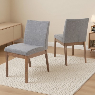 KWPZQEB Modern Dining Chairs Set of 2, Fabric Side Chair with Upholstered and Back, Modern Kitchen Chairs for Dining Room, Kitchen, Gray