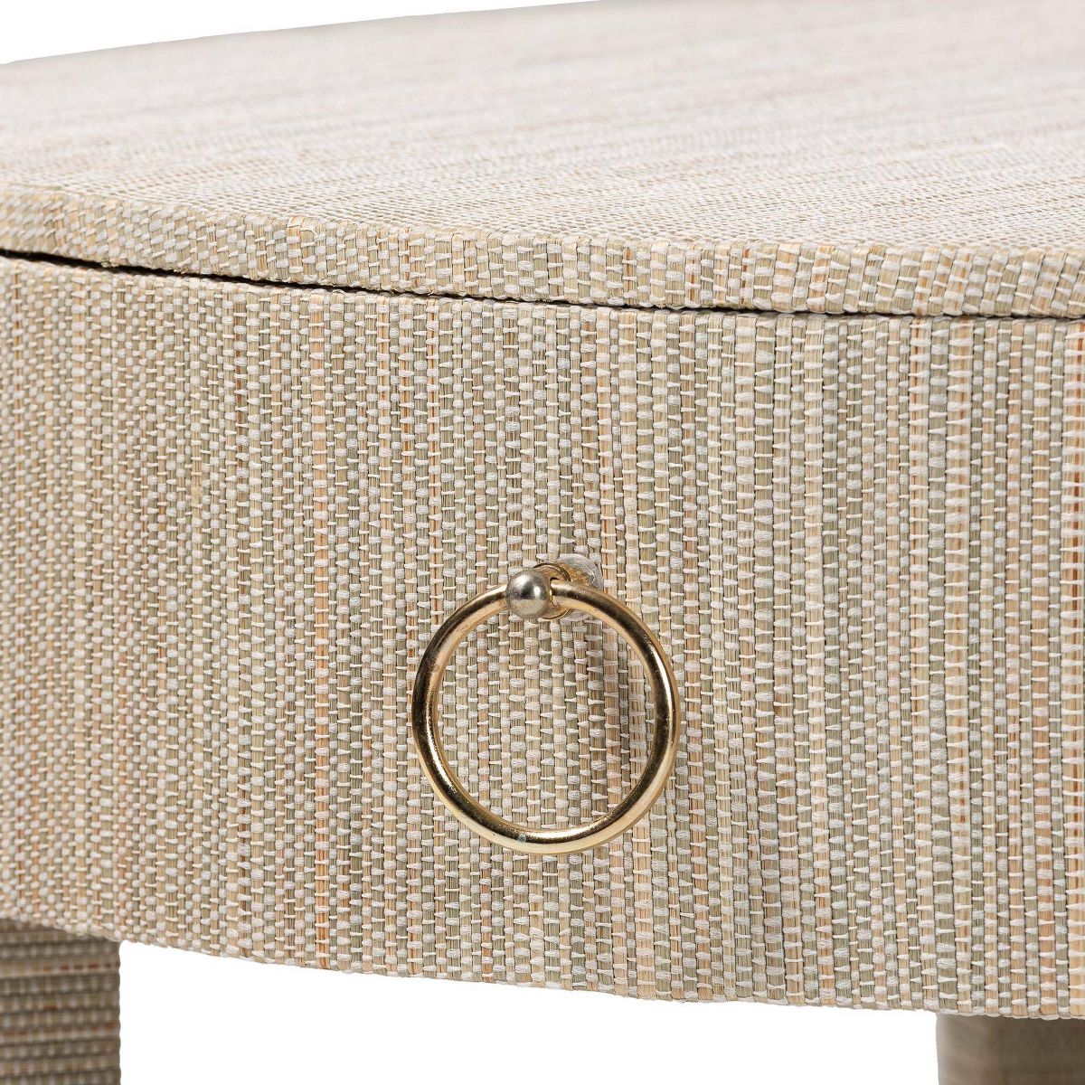 bali & pari Sadia Woven Grasscloth 1 Drawer Nightstand Natural/Gold - thumbnail 2