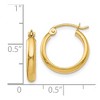 Black Bow Jewelry 2.75mm x 15mm Polished 14k Yellow Gold Domed Round Hoop Earrings - 4 of 4