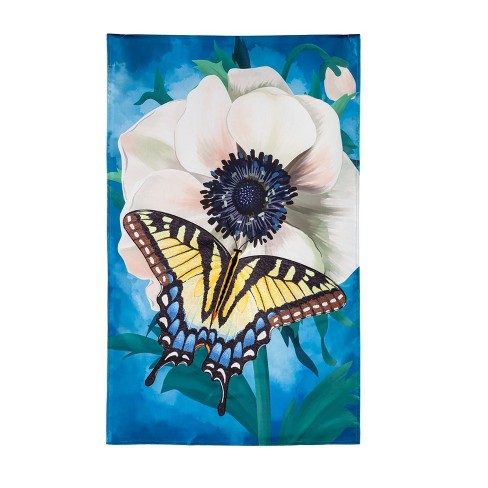 Anemone & Butterfly Applique House Flag - image 1 of 2