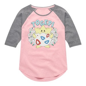Girls' - Pokémon - Floral Togepi Shirt Tail Raglan Graphic T-shirt - 1 of 3