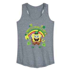 Women's - SpongeBob Squarepants - Spongebob Happy St Patricks Day Graphic Racerback Tank - 1 of 4