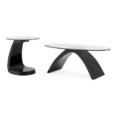 2pc Gummerton Glass Top Coffee and End Table Set - miBasics