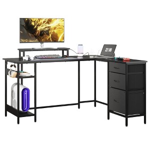 GALAXHERO 55-Inch L-Shaped Gaming Desk, Corner Computer Desk with Storage, Power Outlets & LED Lights, Office/Gaming Desk for Bedroom - 1 of 4
