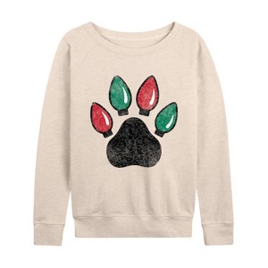 Women's - Instant Message - Light Bulb Pawprint Lightweight French Terry Wide Neck Long Sleeve Graphic Shirt - 1 of 4