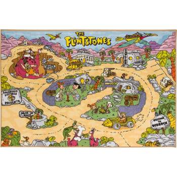 KC CUBS | The Flintstones Boy & Girl Kids City Road Car Vehicle Traffic Educational Learning & Game Play Nursery Classroom Rug Carpet