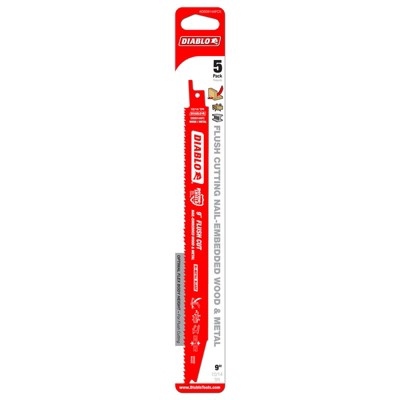 Diablo DS0914AFC5 Flush Cut 9 in. Reciprocating Saw Blade (5-Pack)