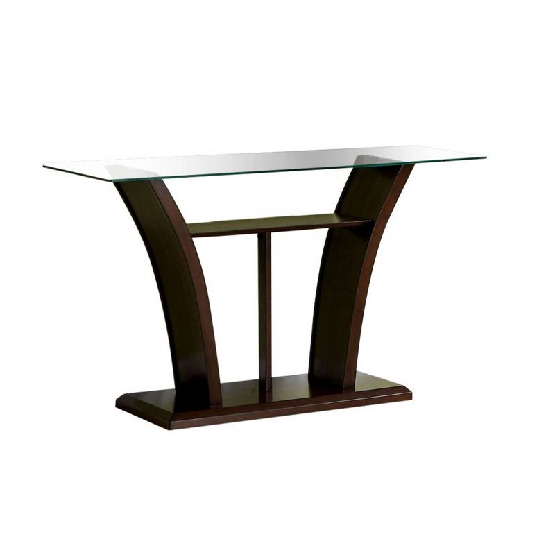 Mellie Modern Flared Glass Top Sofa Table Dark Cherry - HOMES: Inside + Out, 1 of 6
