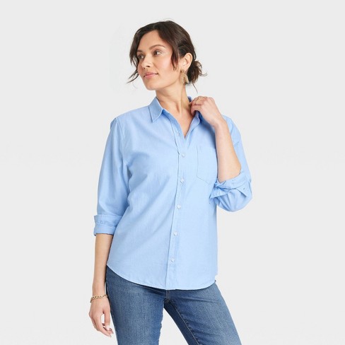 Women's Adaptive Long Sleeve Button-down Denim Shirt - Universal Thread™  Medium Wash : Target