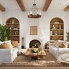 LNC Laius 6-Lights 24.8" Siliver and Wood Wagon Wheel Farmhouse Glass Chandelier,With 6 Seeded Glass Shapde - 2 of 4