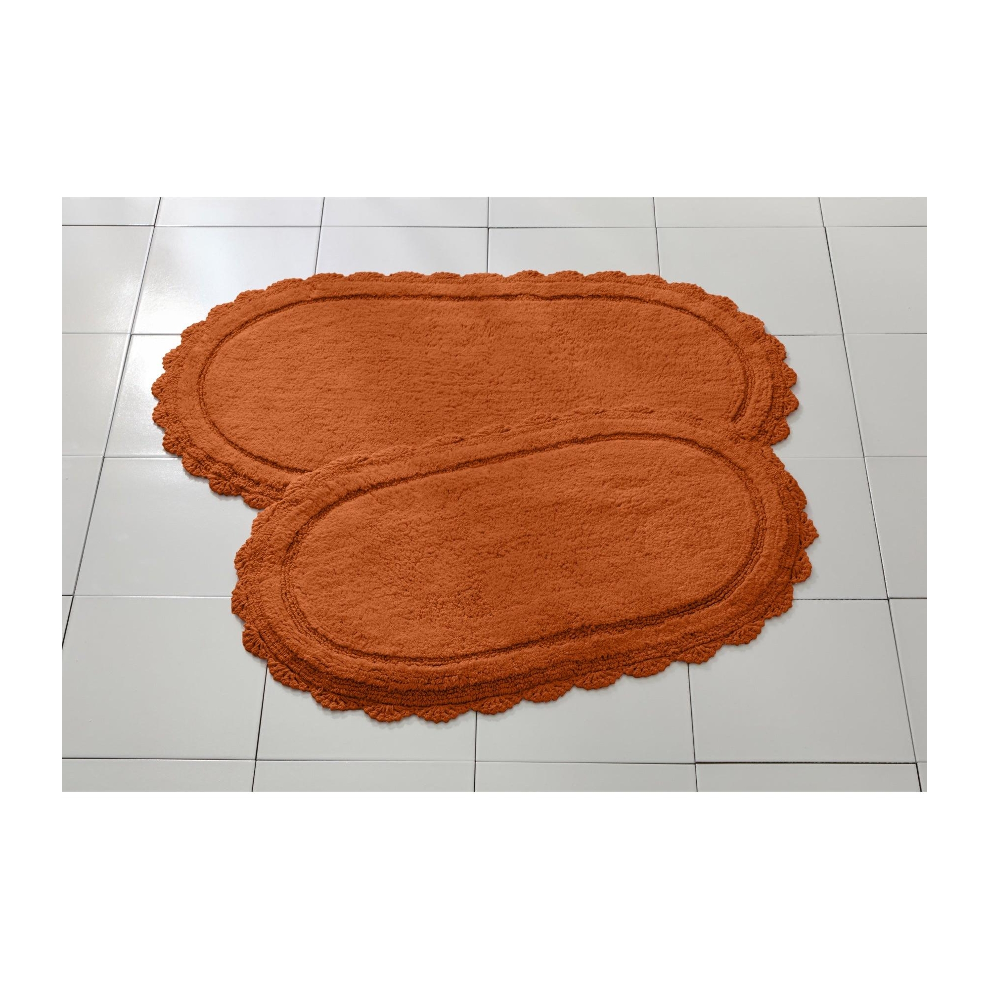 BrylaneHome Oval Crochet Bath Mat - 24" W 40" L, Spice
