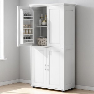 Tall Bathroom Storage Cabinet with 4 Doors, Adjustable Shelves, Freestanding Floor Cabinet Organizer, MDF Cabinet for Bathroom - 1 of 4
