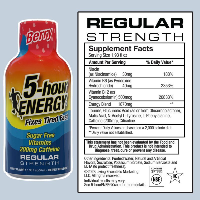 5 Hour Energy Shot Regular Strength - Berry - 1.93 fl oz/10pk, 2 of 10