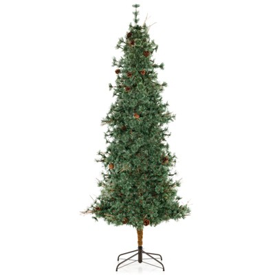 Tangkula 6/7/8 FT Pre-Lit Artificial Christmas Tree Cashmere Xmas Tree w/ 370 Pine Needles