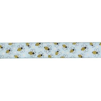 Northlight Bumblebee Design Wired Spring Craft Ribbon - 2.5" x 10 Yards - Blue