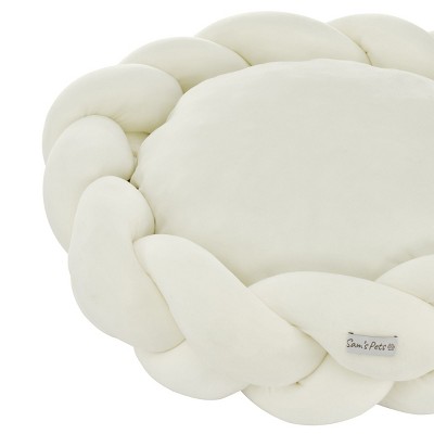 Ivy 20'' White Cotton Braided Bolster Dog Bed