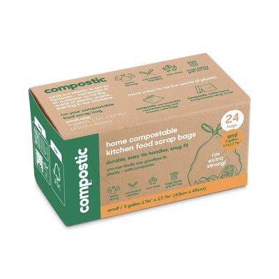 Compostic 100% Compostable Trash Bags - 3gal/24ct