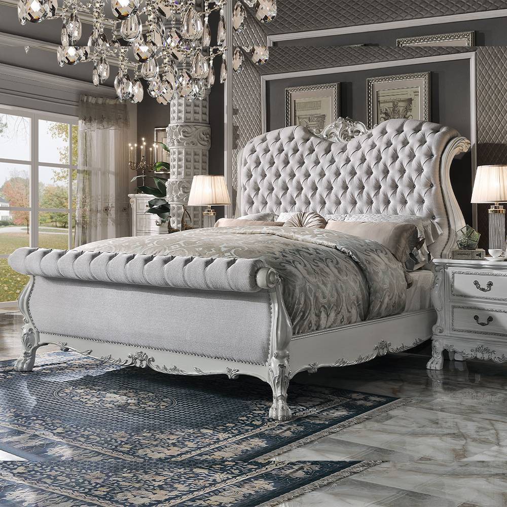 Acme Furniture Queen 103" Dresden Bed Bone White Finish