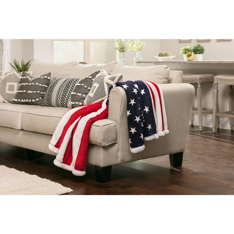 Chanasya Patriotic US Flag Print Faux Shearling Throw Blanket, 4 of 8