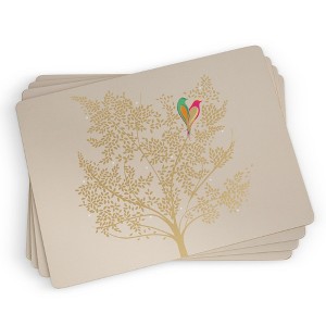 Pimpernel Sara Miller Chelsea Placemats - Set of 4 Cork-Backed Table Mats Featuring Elegant Gold & Floral Design - Heat & Stain Resistant - 1 of 4