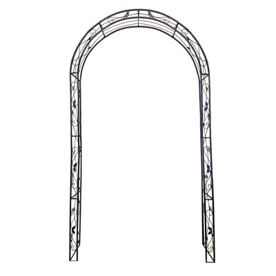 Rosetta Black Steel Garden Arch with Scrollwork