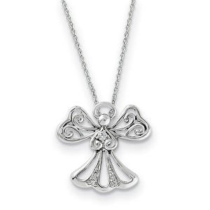 Black Bow Jewelry Rhodium Plated Sterling Silver & CZ Angel of Kindness Necklace, 18in - 1 of 4