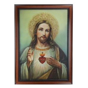 Roman 27.75" Framed Celestial Jesus Christ and Sacred Heart Hanging Portrait Art - 1 of 3