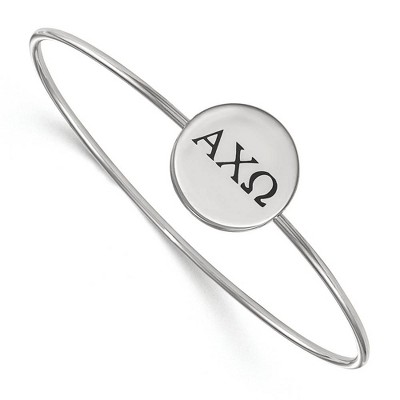 Black Bow Jewelry Sterling Silver Alpha Chi Omega Greek Life Bangle Bracelet 7 Inch