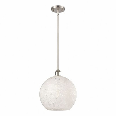 White Mouchette - 1 Light Stem Hung Pendant In Modern Style-13.5 Inches Tall and 12 Inches Wide