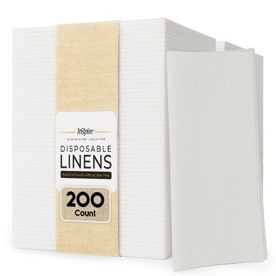 Inspire 200 Dinner Napkins, Disposable Washcloths, Elegant Bathroom Towels | Linen Feel, for Baby Shower, Birthday, Holidays | Bulk Value