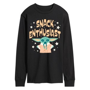 Men's - Star Wars - The Mandalorian Snack Enthusiast Grogu Long Sleeve Graphic T-Shirt - 1 of 4