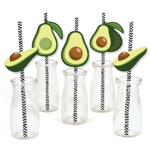 Big Dot of Happiness Hello Avocado - Paper Straw Decor - Fiesta Party Striped Decorative Straws - Set of 24 - 1 of 4